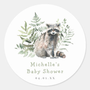 Aquarellwoodland Raccoon Babydusche Runder Aufkleber