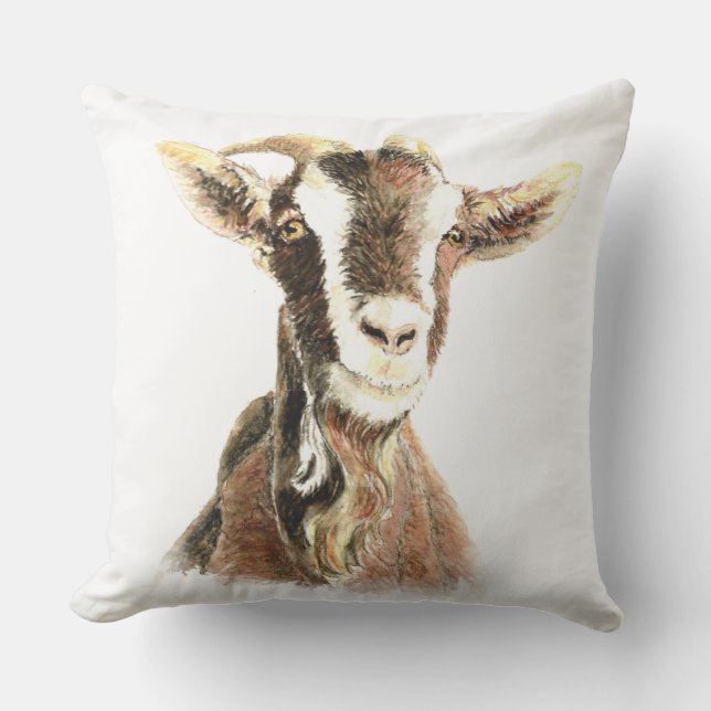 Aquarellziege Farm Tiere Kunst Kissen Für Draußen (Vorderseite)