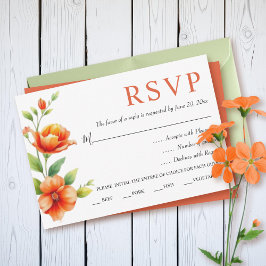 Aquarellzweig mit Orangensaft Blume Hochzeit RSVP Karte