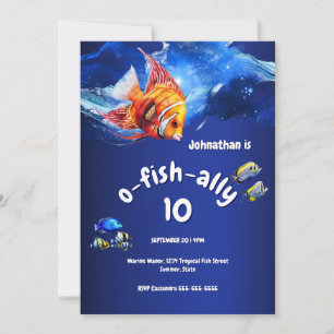 Aquarienfisch-nautische Party-Jungen-Thema Einladung