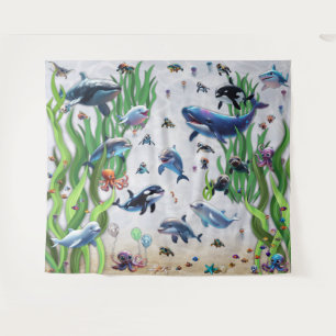 Aquarium 2 fêtes fond tapisserie murale