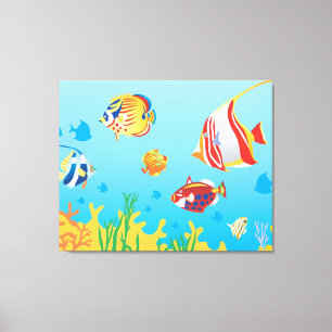 Aquarium-3-Tafel Leinwanddruck