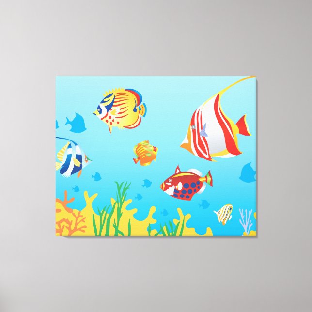 Aquarium-3-Tafel Leinwanddruck (Vorderseite)