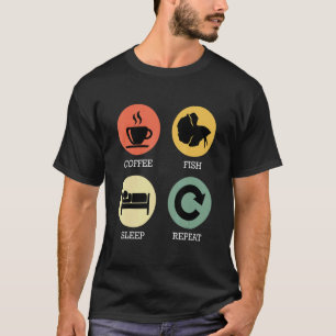 Aquarium Aquarianer Essen Schlafen Fische Wiederho T-Shirt