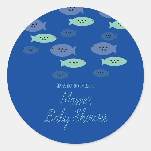 Aquarium Aquarium Blue Baby Dusche Danke Runder Aufkleber (Vorderseite)