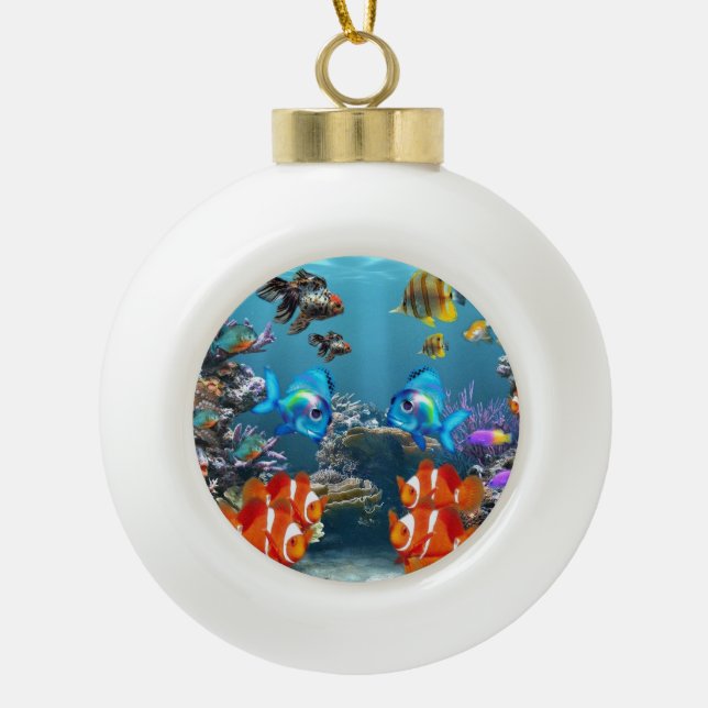 Aquarium-Art Keramik Kugel-Ornament (Vorderseite)