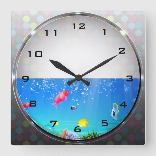 Aquarium de poisson d'eau douce Horloge murale (Recto)