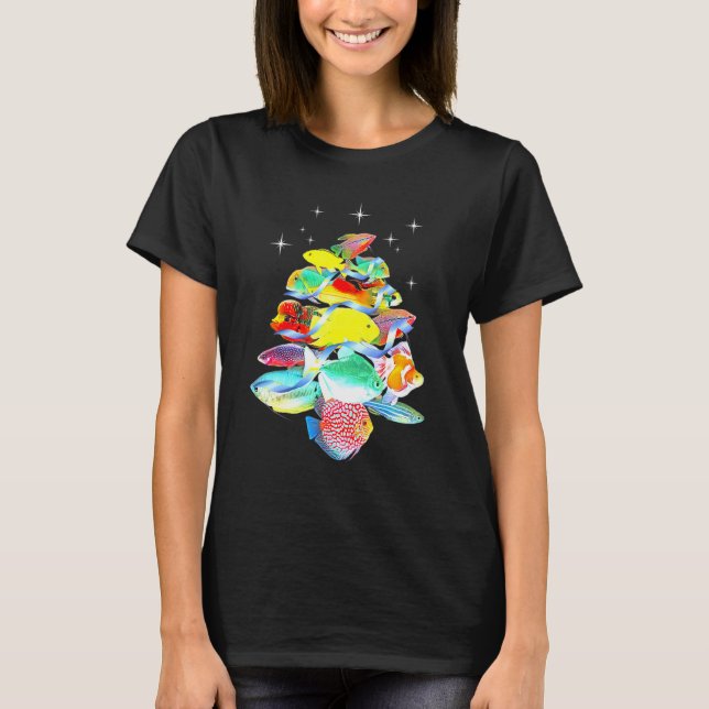 Aquarium Fisch Christbaum Cichlids Gouramis Flo T-Shirt (Vorderseite)