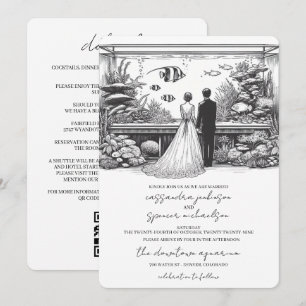 Aquarium-Hochzeit mit Details und QR Einladung