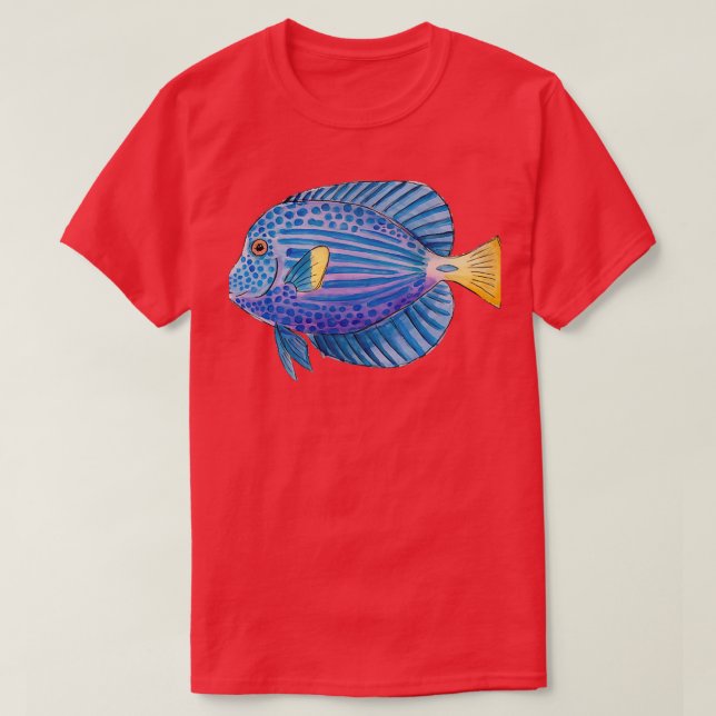 Aquarium Lila Tang Fisch in Aquarium T-Shirt (Design vorne)