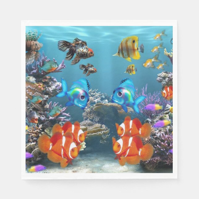 Aquarium-Meereswelt Serviette (Vorderseite)