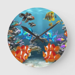 Aquarium Runde Wanduhr