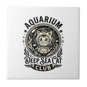 Aquarium Tiefsee-Katze Lustige Katze Grafik - Aqua Fliese