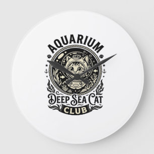 Aquarium Tiefsee-Katze Lustige Katze Grafik - Aqua Große Wanduhr