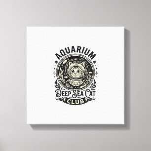 Aquarium Tiefsee-Katze Lustige Katze Grafik - Aqua Leinwanddruck