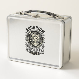 Aquarium Tiefsee-Katze Lustige Katze Grafik - Aqua Metall Brotdose