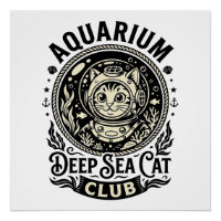 Aquarium Tiefsee-Katze Lustige Katze Grafik - Aqua