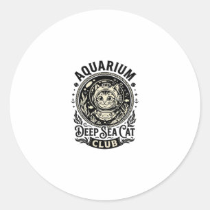 Aquarium Tiefsee-Katze Lustige Katze Grafik - Aqua Runder Aufkleber