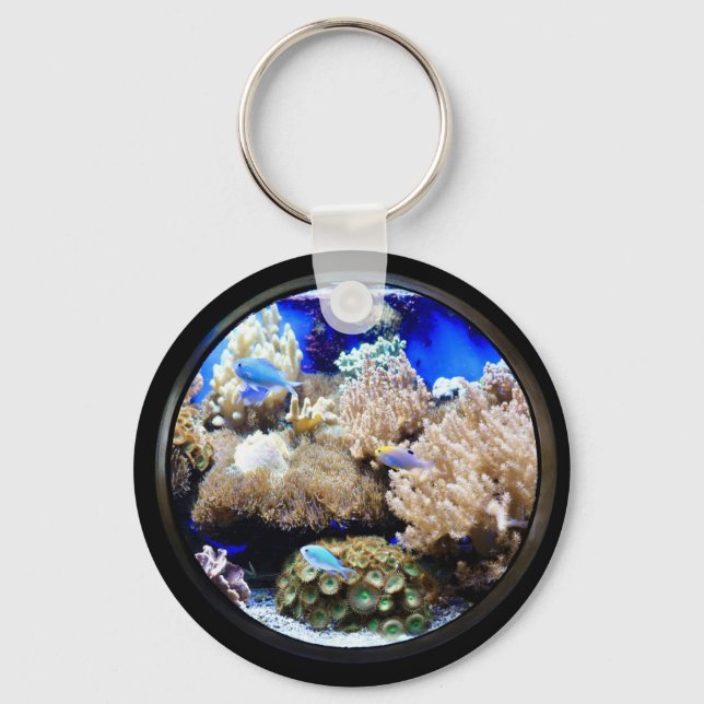 Aquarium Tropischer Fisch und Korallen Schlüsselanhänger (Vorderseite)