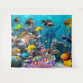 Aquarium Unterwasserwelt Fisch mit Hai  Wandteppich