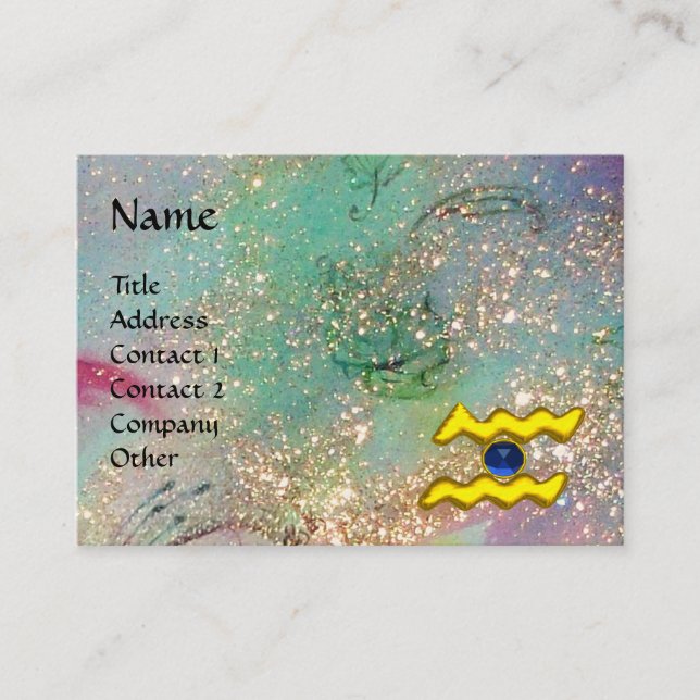 AQUARIUS, aquamarin, blau, grün, goldgelb Visitenkarte (Vorderseite)