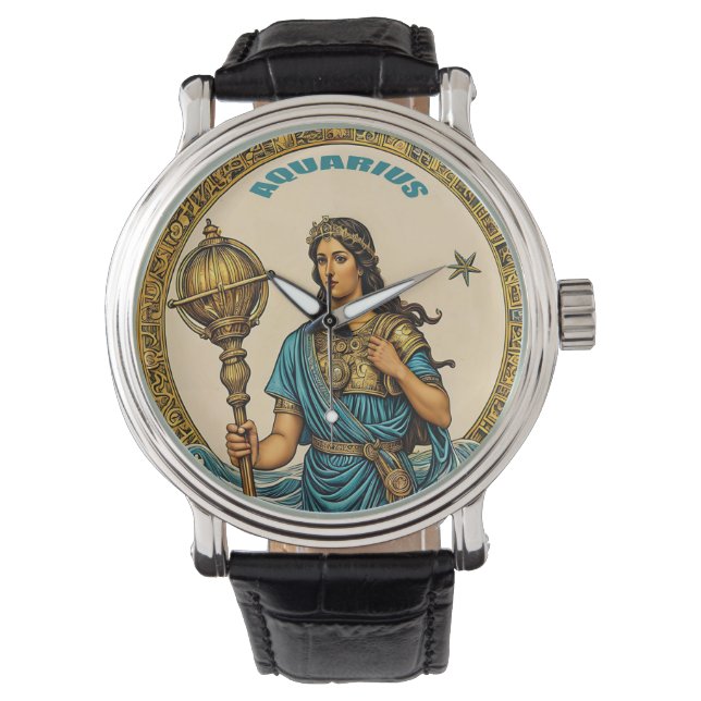 Aquarius-Astrologie Armbanduhr (Vorderseite)