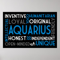 Aquarius Astrologie Word Collage Print