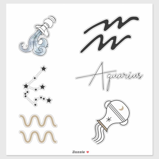 Aquarius Astrologie Zodiac Geburtstagsstars Aufkleber (Blatt)