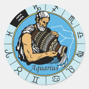 Aquarius astrologisches Tierzeichen Runder Aufkleber