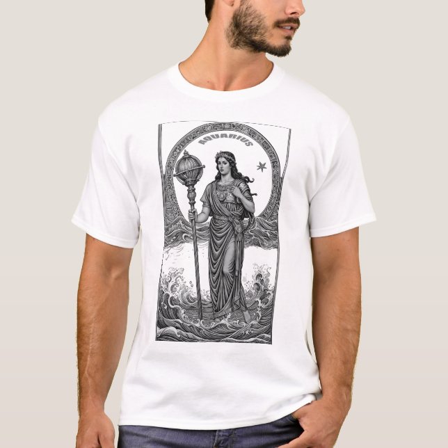 Aquarius Astrologisches Zeichen T-Shirt (Vorderseite)
