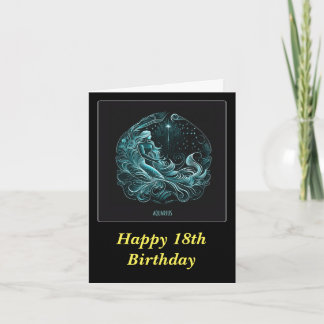 Aquarius Astrology Star Designed Birthday Card Karte