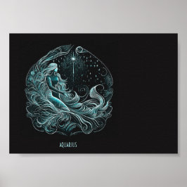 Aquarius Astrology Star Designed Poster