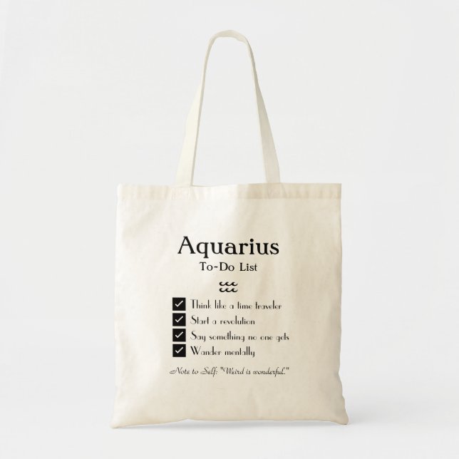 Aquarius - Aufgabenliste Tragetasche (Vorne)