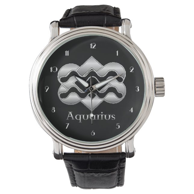 Aquarius Birth Sign Celtic Knot Zodiac Wrist Watch Armbanduhr (Vorderseite)