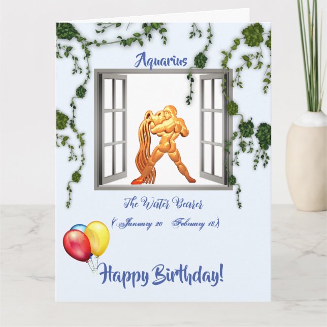 Aquarius Birthday (20. Januar - 18. Februar) Wasse Karte (Vorderseite)