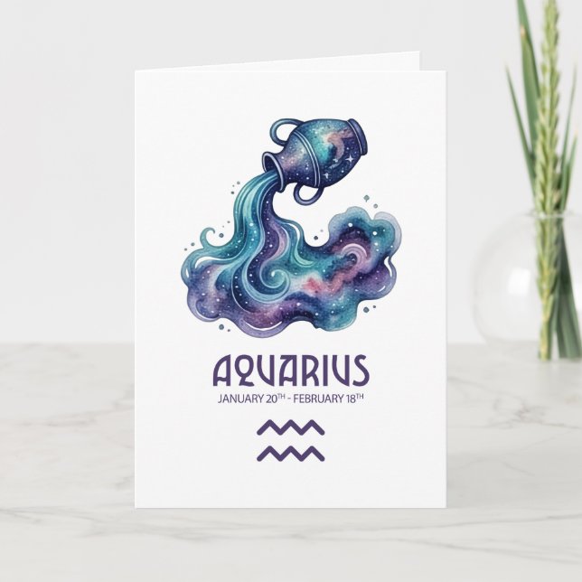 Aquarius Birthday Card Feiertagskarte (Vorderseite)