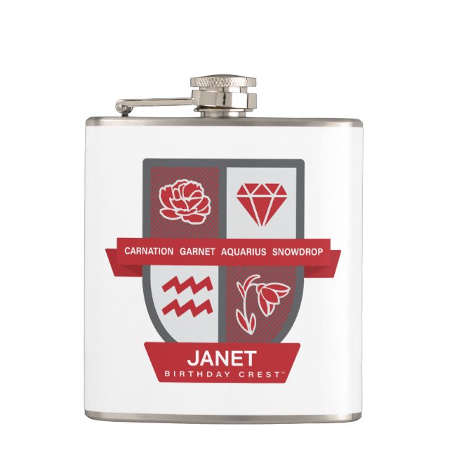 Aquarius Birthday Crest™ for January 20-31 Flachmann (Vorderseite)