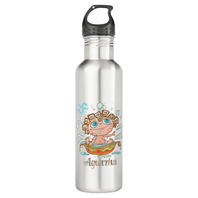 Aquarius Cartoon Baby Edelstahlflasche (Vorderseite)