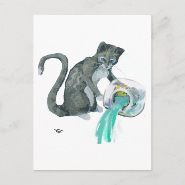 Aquarius Cat Postkarte (Vorderseite)