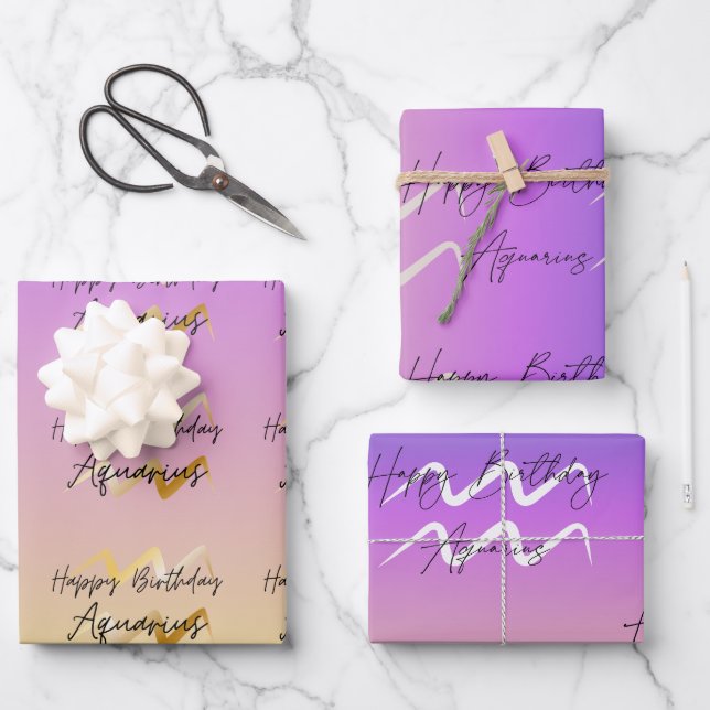 Aquarius Colorstrolgy Birthday Geschenkpapier Set (Vorderseite)