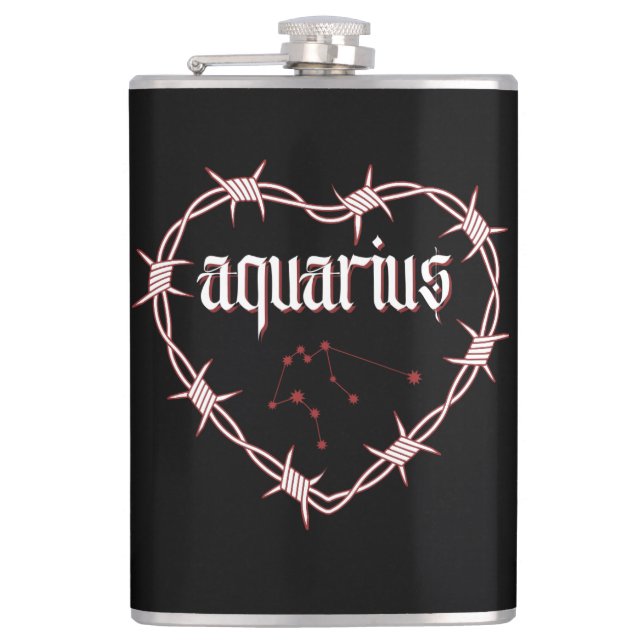 Aquarius Constellation Gothic Dark Celestial Edgy Flachmann (Vorderseite)