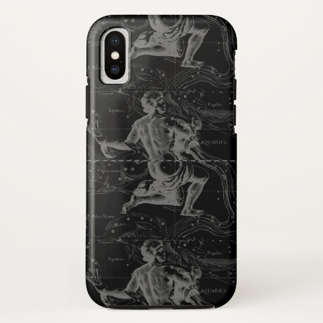 Aquarius Constellation Hevelius 1690 auf Schwarz Case-Mate iPhone Hülle (Rückseite)