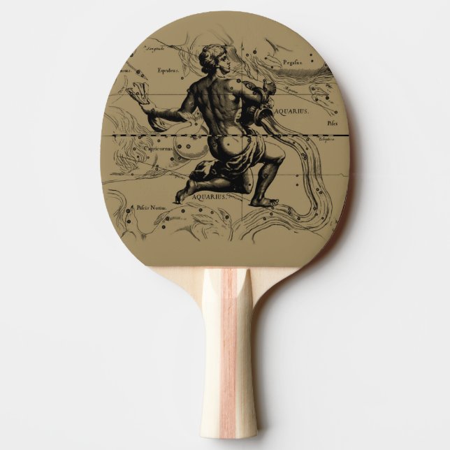 Aquarius Constellation Hevelius 1690 Gravur Tischtennis Schläger (Rückseite)