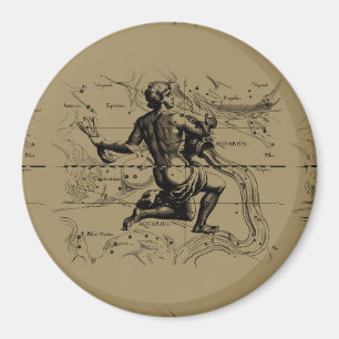 Aquarius Constellation Map Hevelius 1690 auf Taupe Magnet