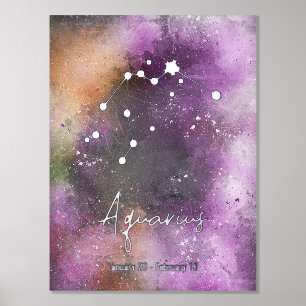 Aquarius Constellation Zodiac Sign Lila Foliendrucke