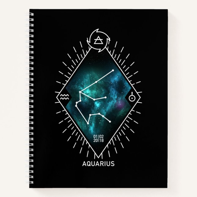 Aquarius Constellation & Zodiac-Symbol Notizbuch (Vorderseite)