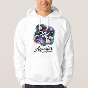 Aquarius Cosmic Dreamer Watercolor Zodiac Sign Hoodie