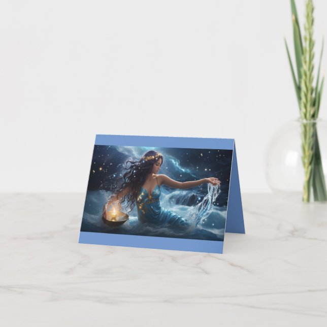 Aquarius Cosmic Happy Birthday Karte (Vorderseite)