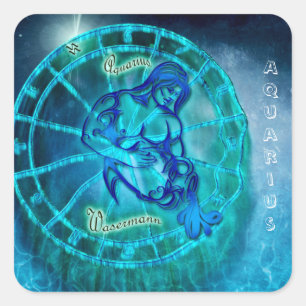 Aquarius, das Horoskop des Wasserträgers Quadratischer Aufkleber