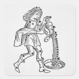 Aquarius (der Wasserträger) eine Abbildung aus Quadratischer Aufkleber
